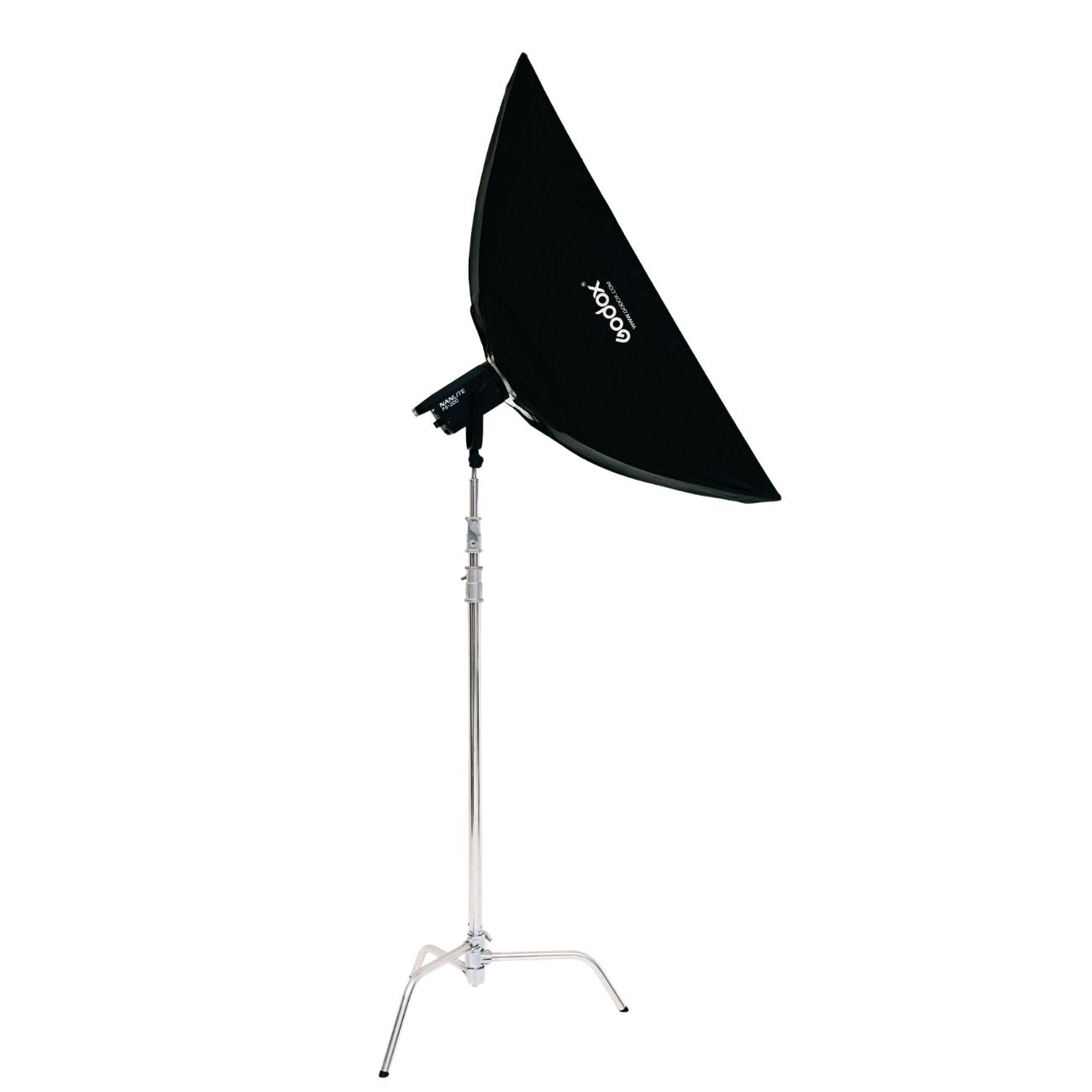 Softbox bande Godox Bowens 30x120cm, montée sur un pied de lumière