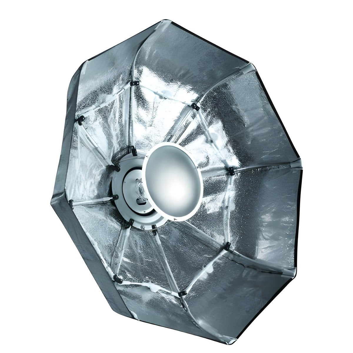 Bol beauté pliable Linkstar QSSR-85X/S vu de trois quarts, intérieur argenté à huit pans et déflecteur central