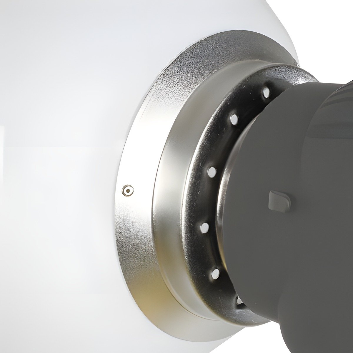 Gros plan de la fixation Bowens de la boule SK-DB300 sur la tête d'un flash