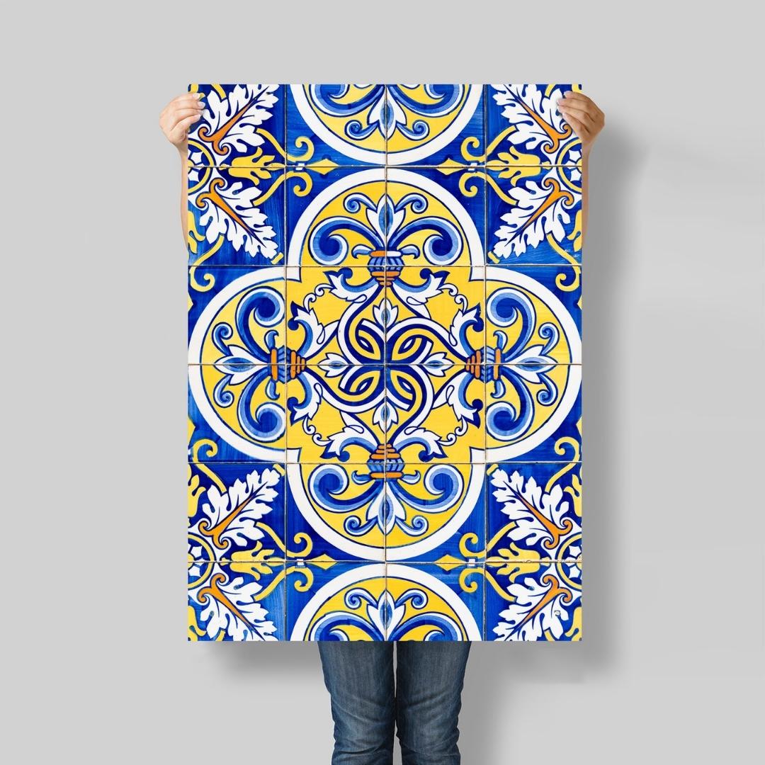 flat lay backdrops carreaux 3074#couleur_3074-Azulejos-Majestueux