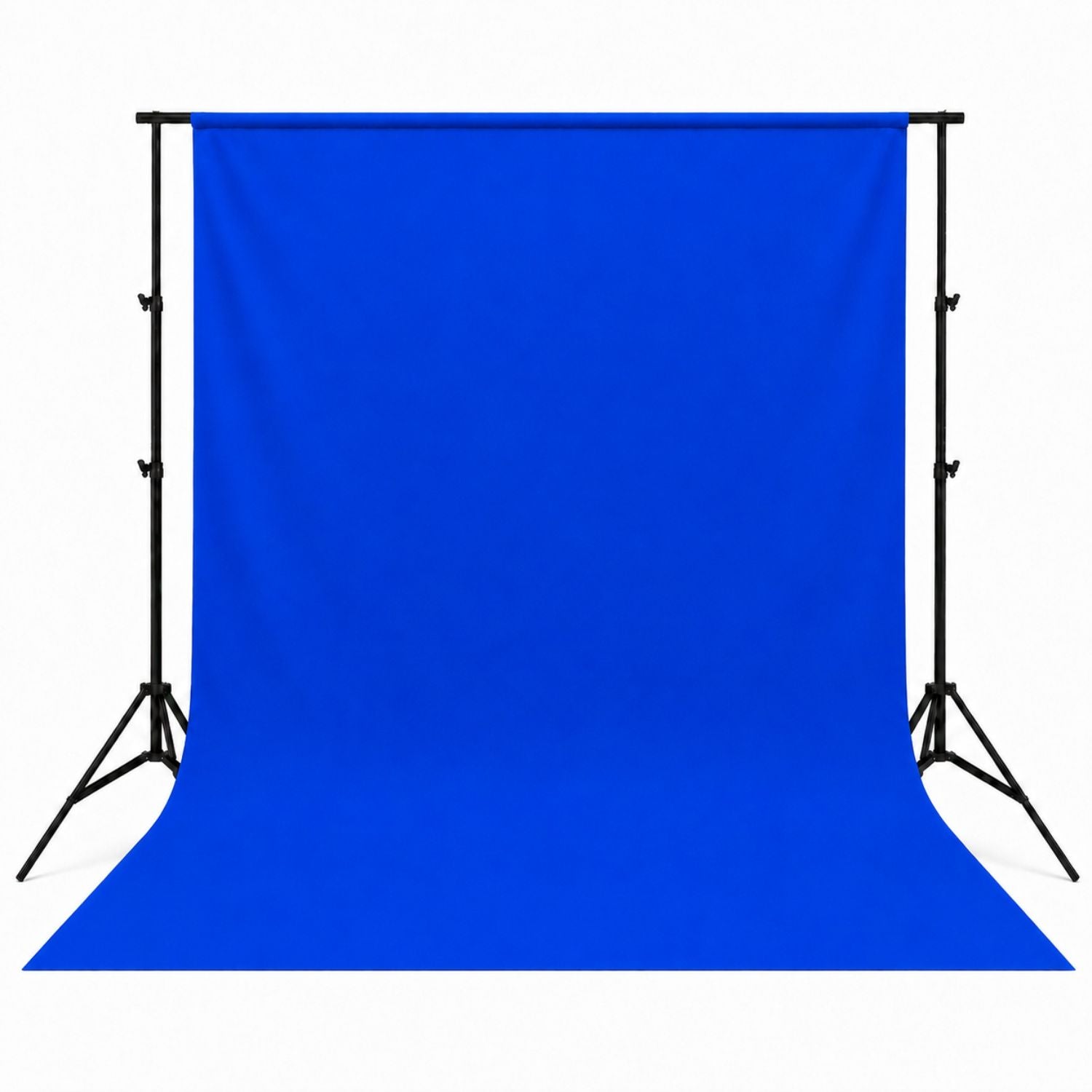 Fond tissu bleu tendu sur barre pour studio photo#couleur_bleu-chroma-key