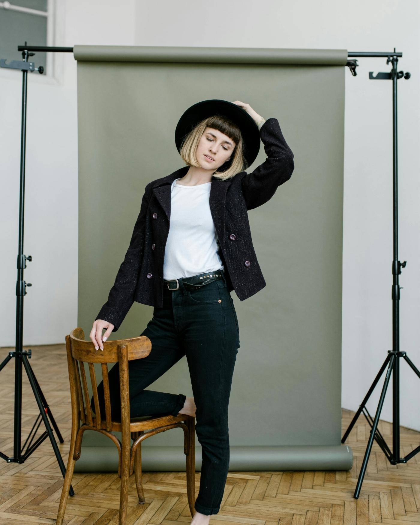 support trépied fond papier studio