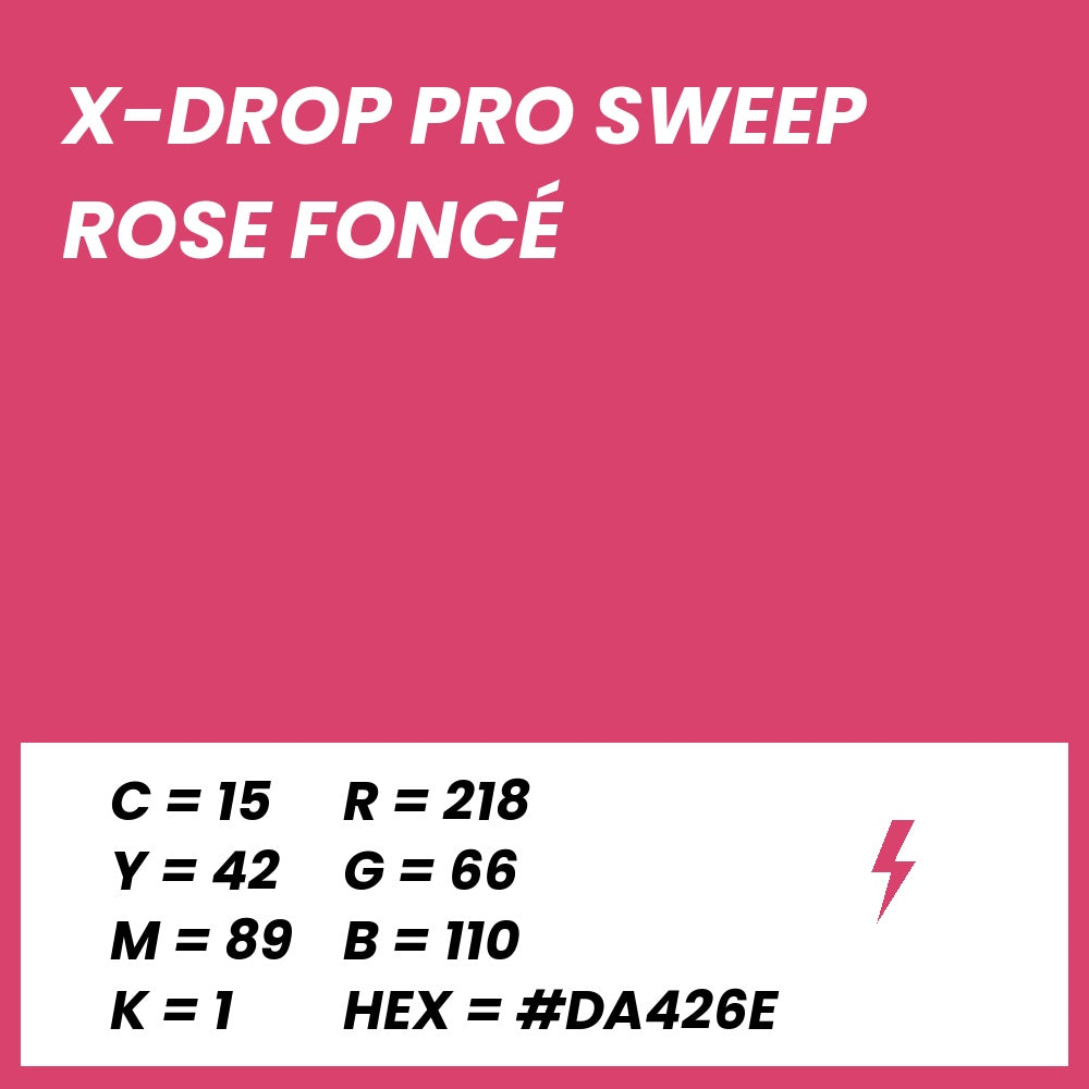 Fond Photo Anti-Froissage Westcott X-Drop Pro Sweep 2,4 x 4 m, coloris rose foncé, fiche couleur avec valeurs CMJN, RVB et HEX