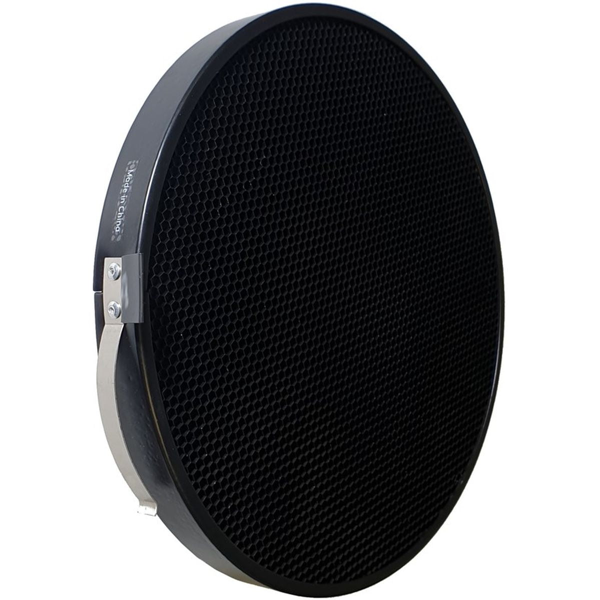 Grille nid d'abeille Elinchrom 21 cm en place dans un réflecteur Elinchrom, vue de trois quarts