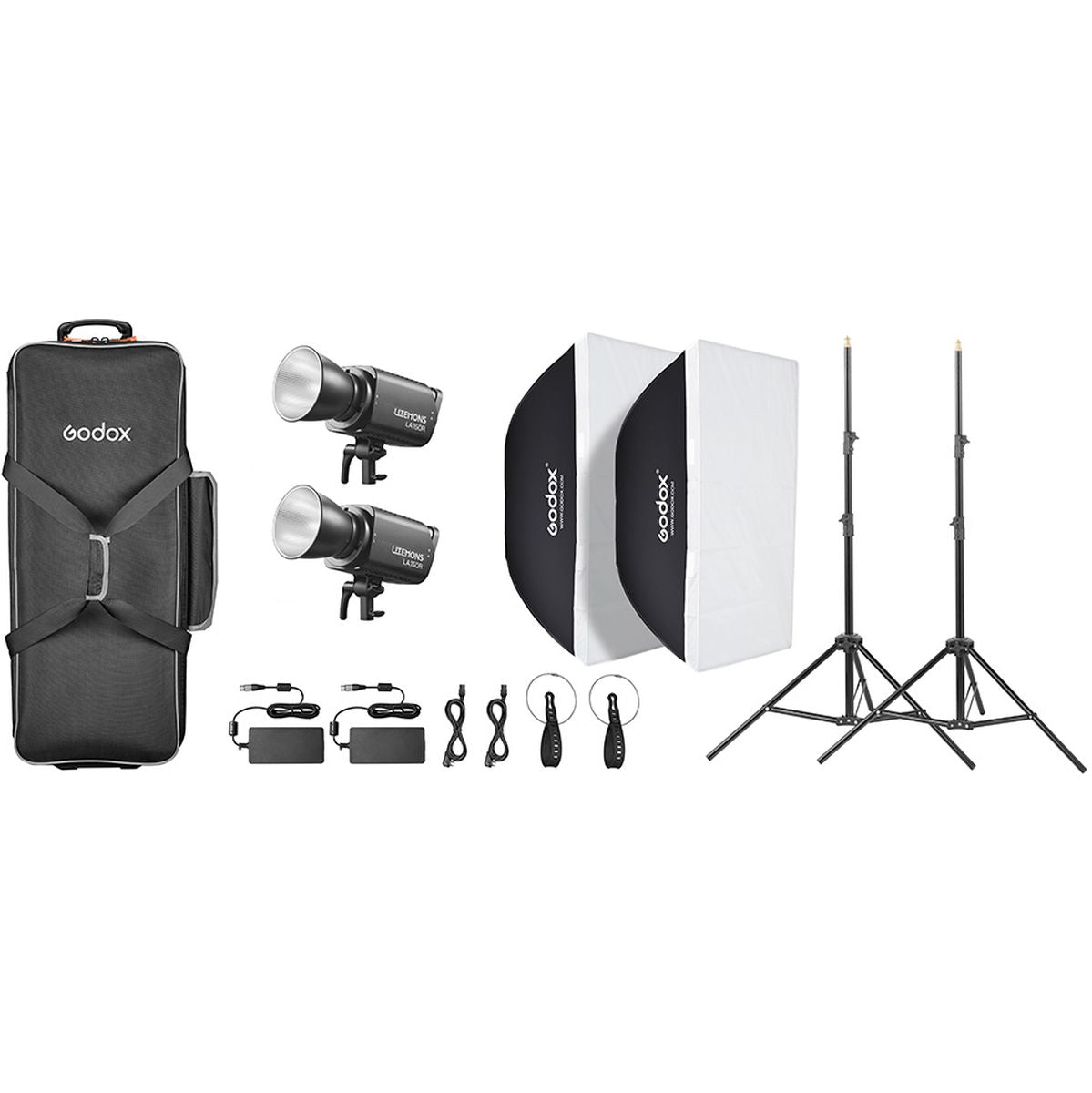 Kit 2 lampes LED Godox Litemons LA150R noir, vue d'ensemble