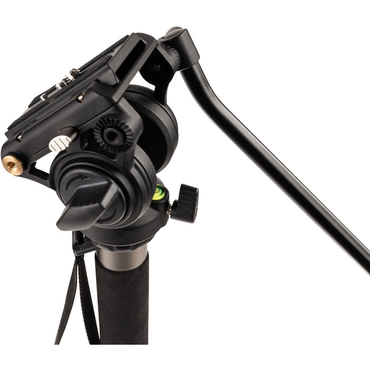 Plateau rapide, niveau à bulle et manche de la tête du Caruba Videostar 180 Pro
