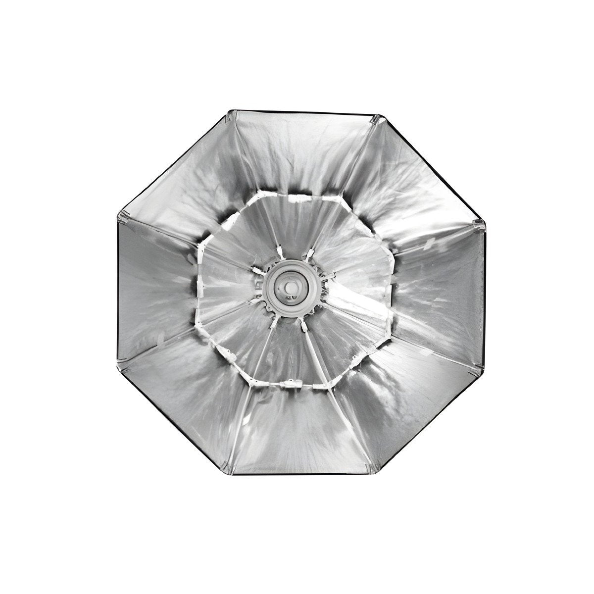 Intérieur argenté de l'octabox pliable Linkstar QSOB vu de face, sans diffuseur