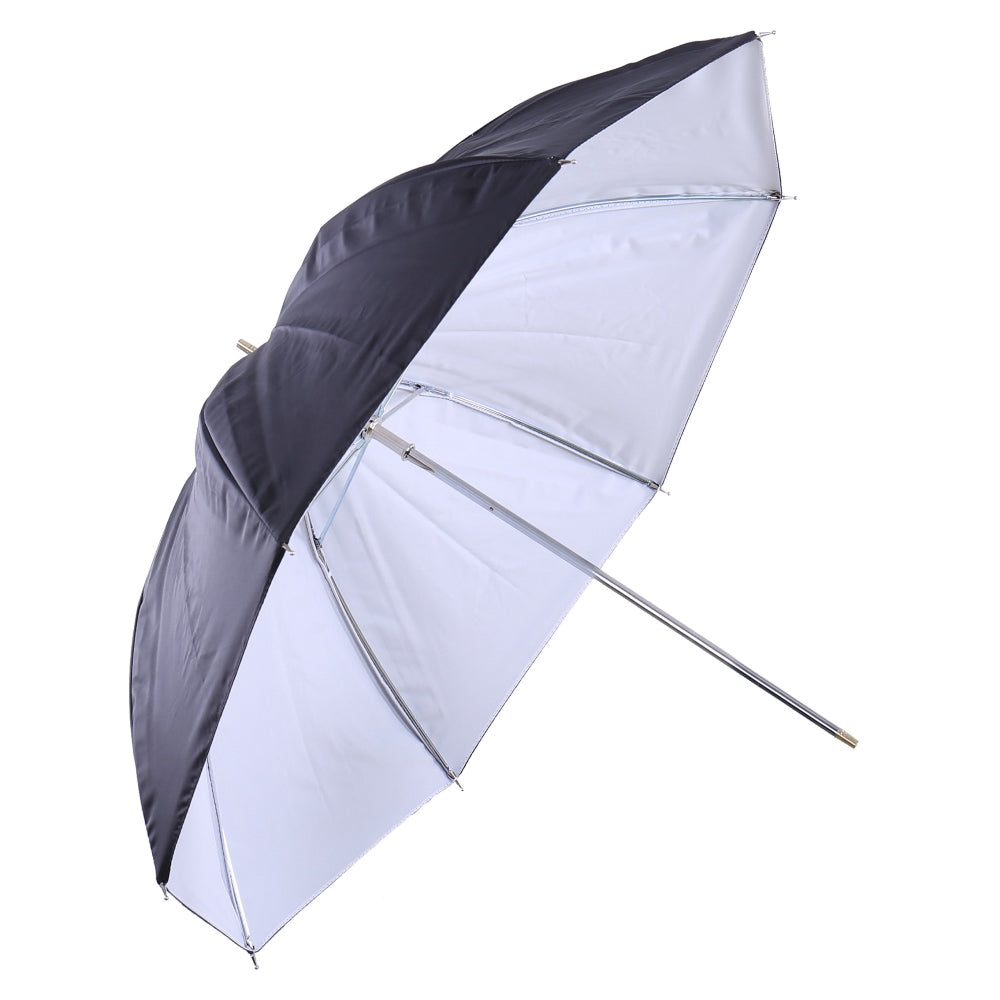 Parapluie réflecteur Falcon Eyes UR-60WB ouvert, intérieur blanc et dos noir