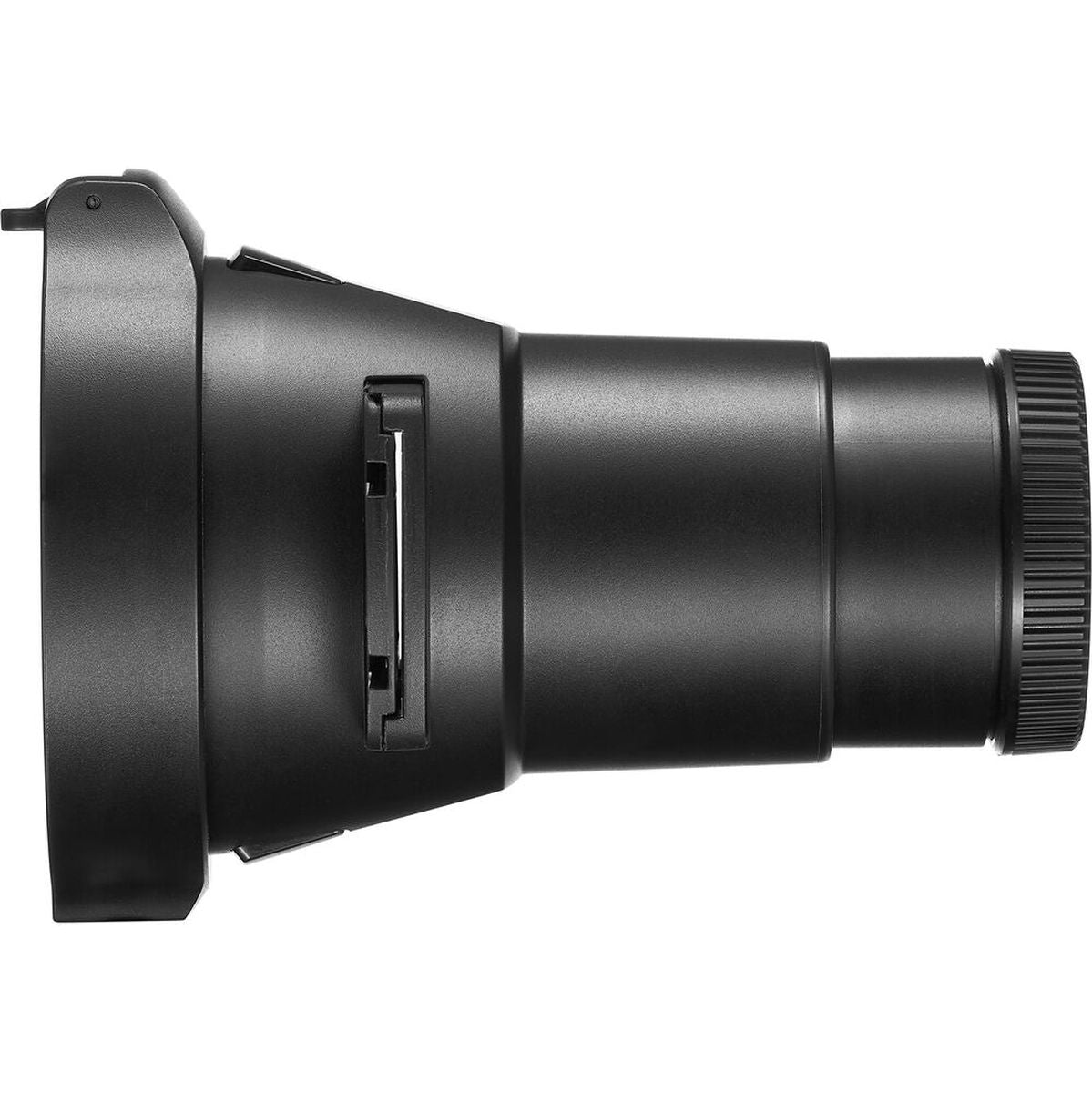 Projecteur Godox AK-R21 de profil, fente latérale d'insertion des diapositives