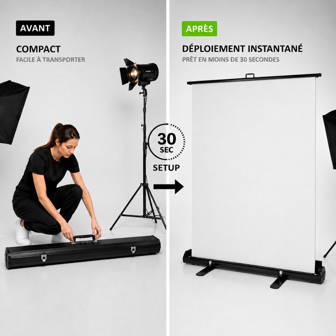 roll up fond blanc pliable setup