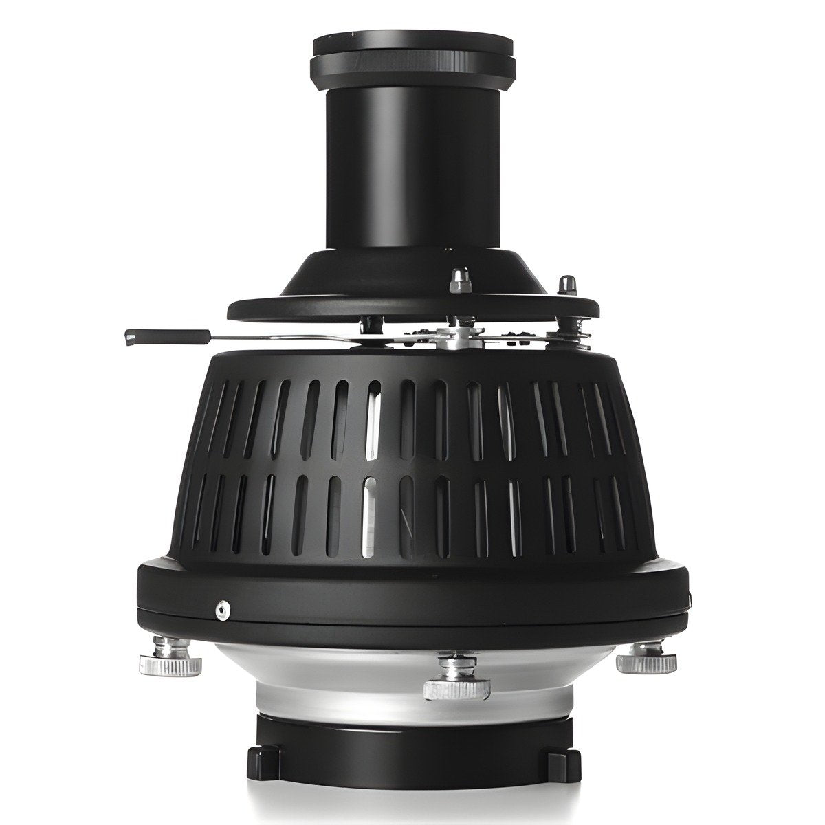 Snoot optique Falcon Eyes FTA-OS3 vu de profil, corps ventilé et monture Bowens en bas