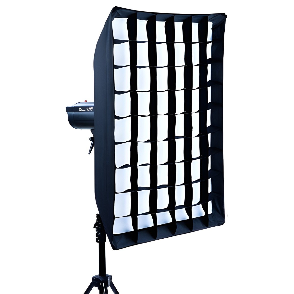 Softbox Linkstar LQA-SB6090HC de 60x90 cm avec grille nid d'abeille montée sur un flash de studio