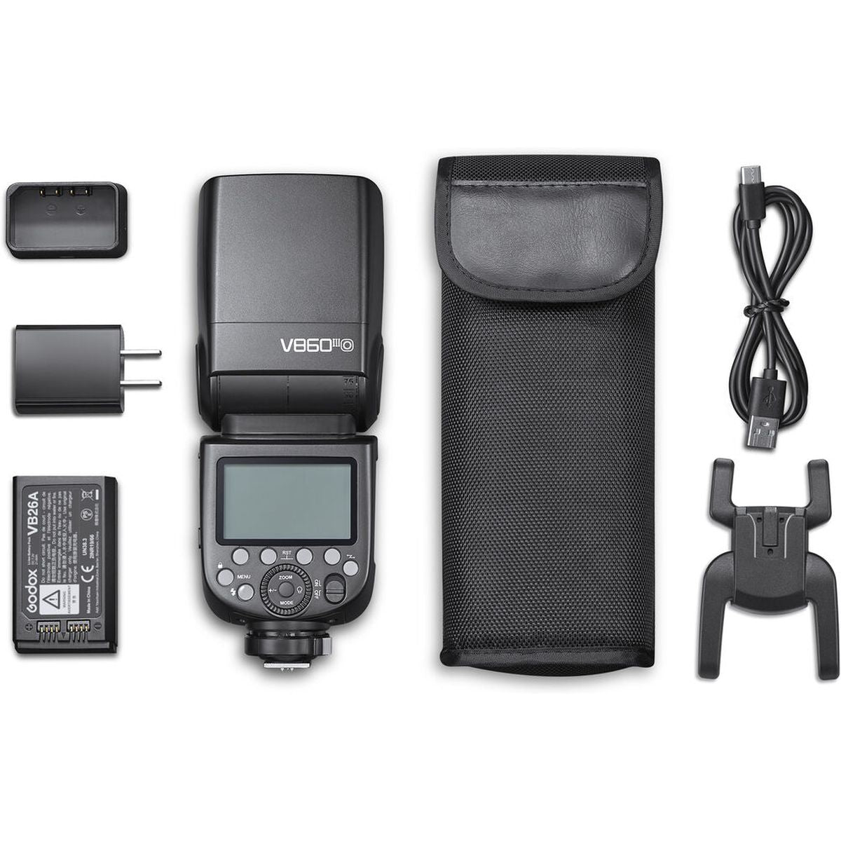 Speedlite Godox V860III monture Olympus / Panasonic, packaging et accessoires