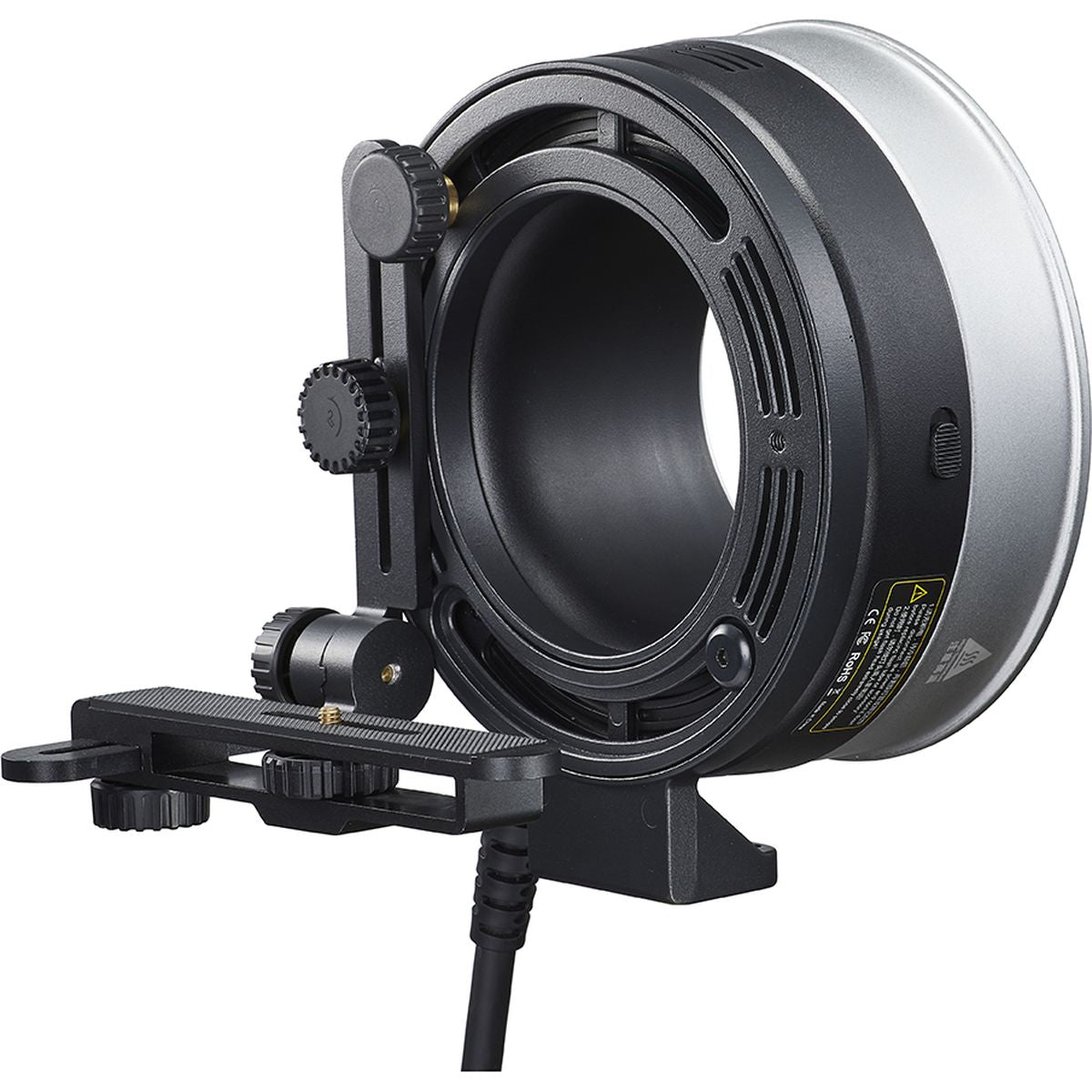 Support rotatif Godox FLB-90 monté sur la tête annulaire R1200 avec plateau d'appareil
