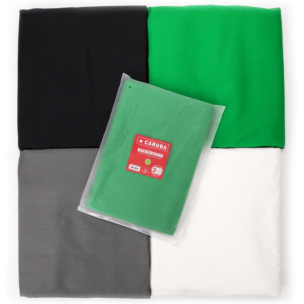 Toile de fond photo Caruba 2x3m verte chroma key, pliée et rangée