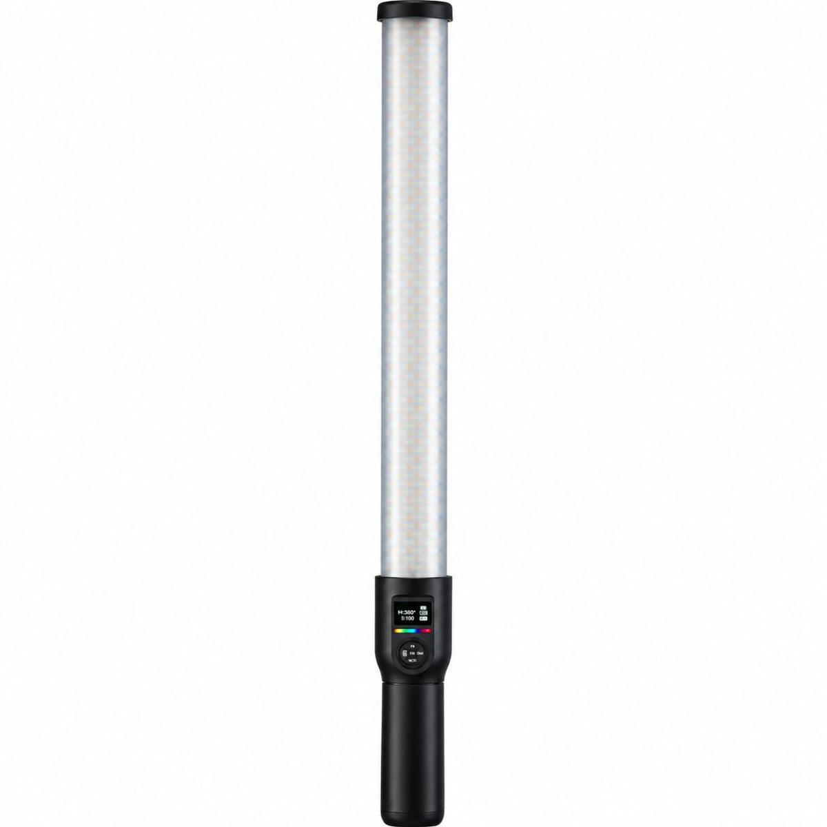 Tube LED Godox LC500R vu de face sans réflecteur, diffuseur blanc sur toute la longueur
