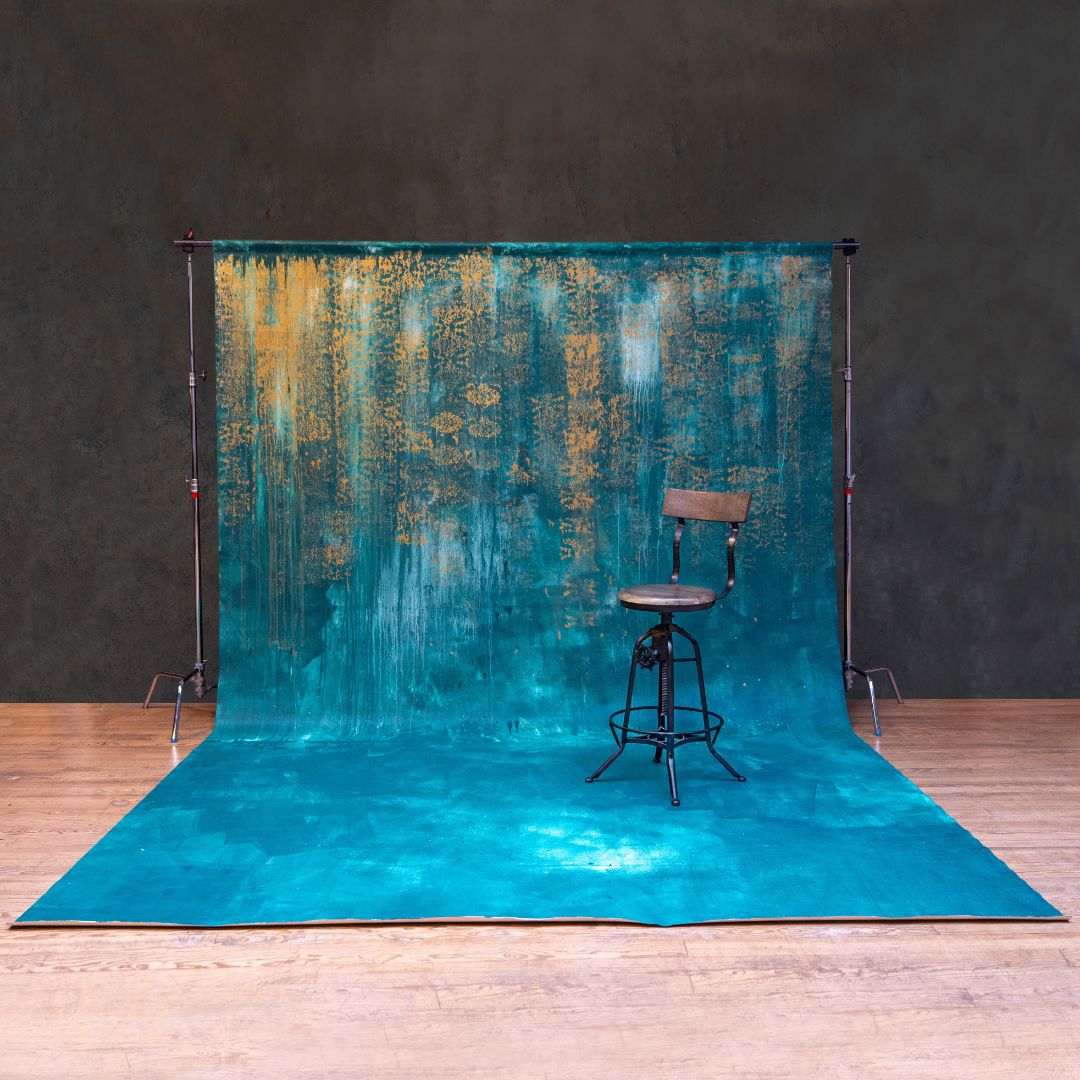 Location backdrop toile de fond venezia verde tabouret