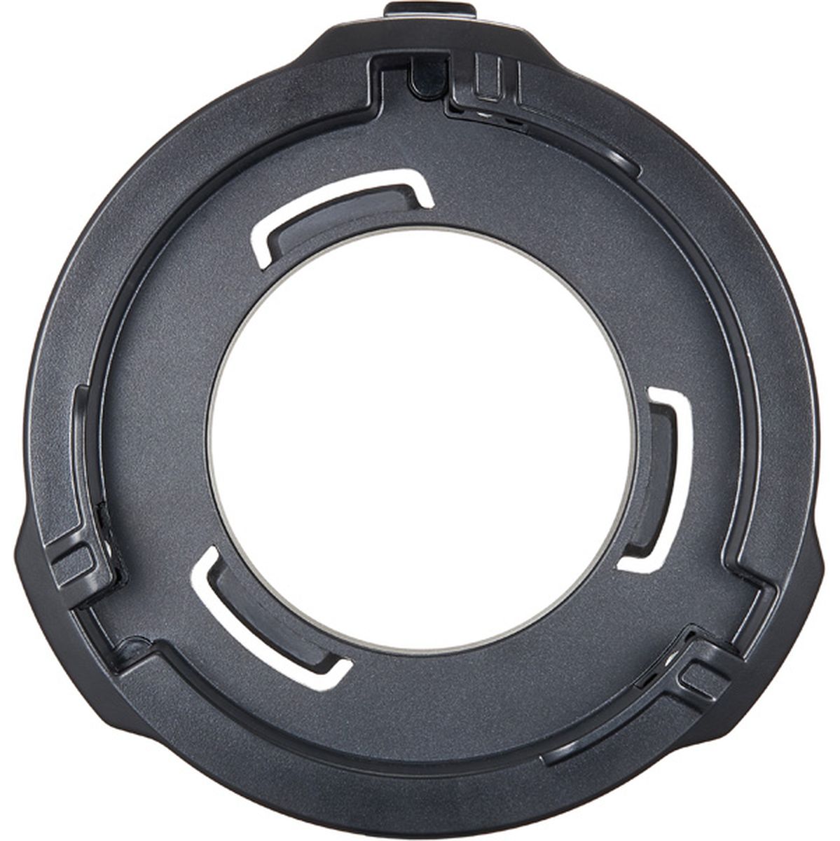 Adaptateur Godox ML-GB vu de face, bague noire à trois fentes de verrouillage