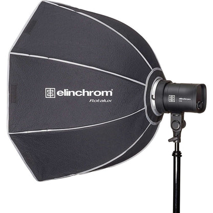 Boîte octogonale Elinchrom Rotalux montée sur un flash Elinchrom ONE sur pied