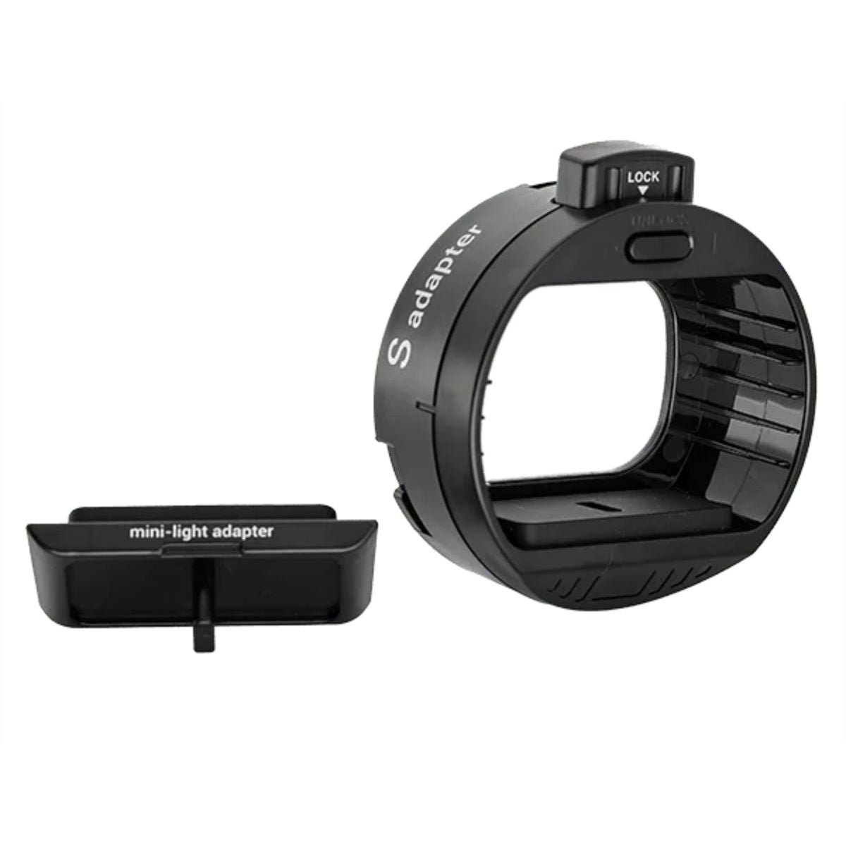 Adaptateur S SMDV pour flash cobra Speedbox-Flip, bague noire à bouton LOCK et insert mini-light