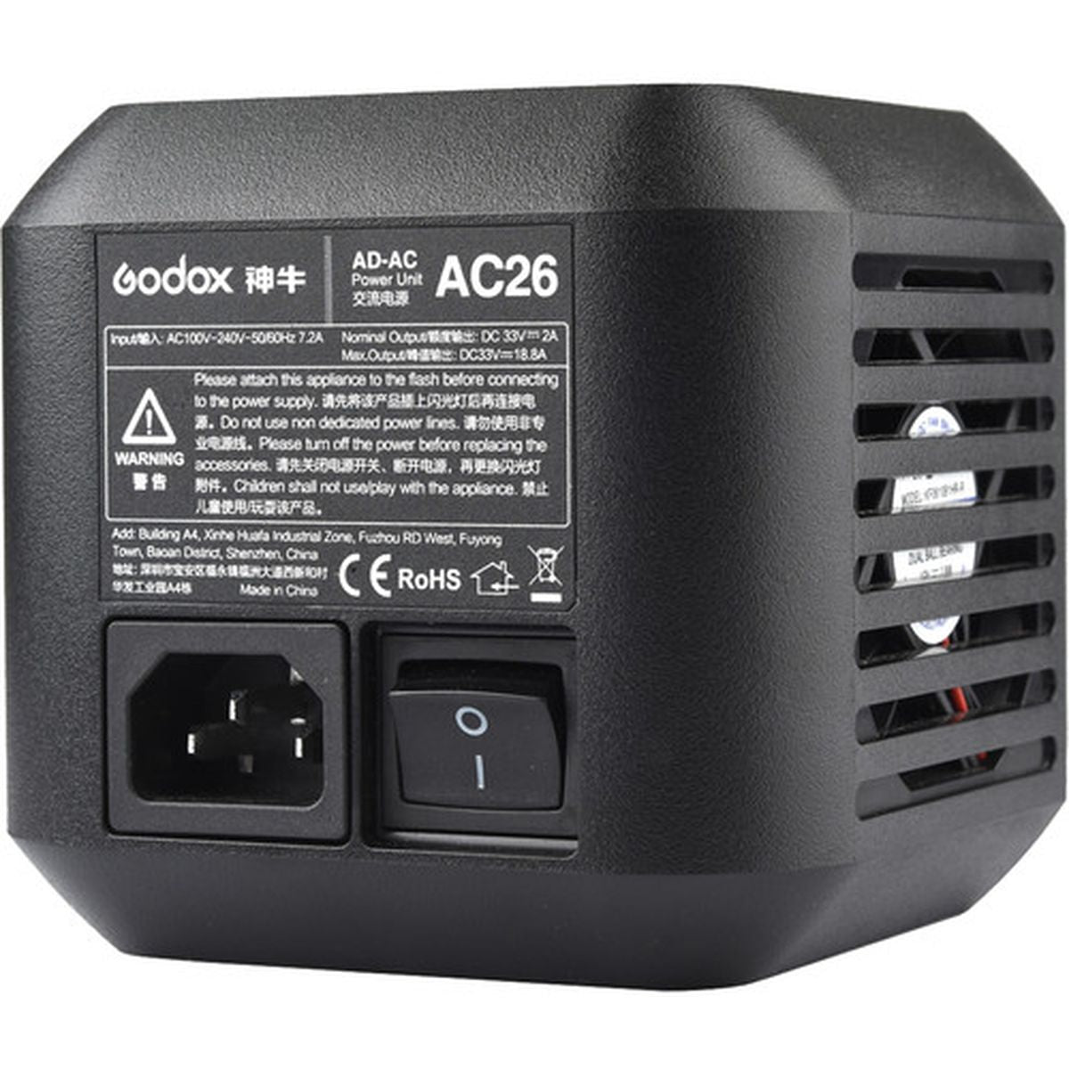 Adaptateur secteur Godox AD600PRO AC, vue de face