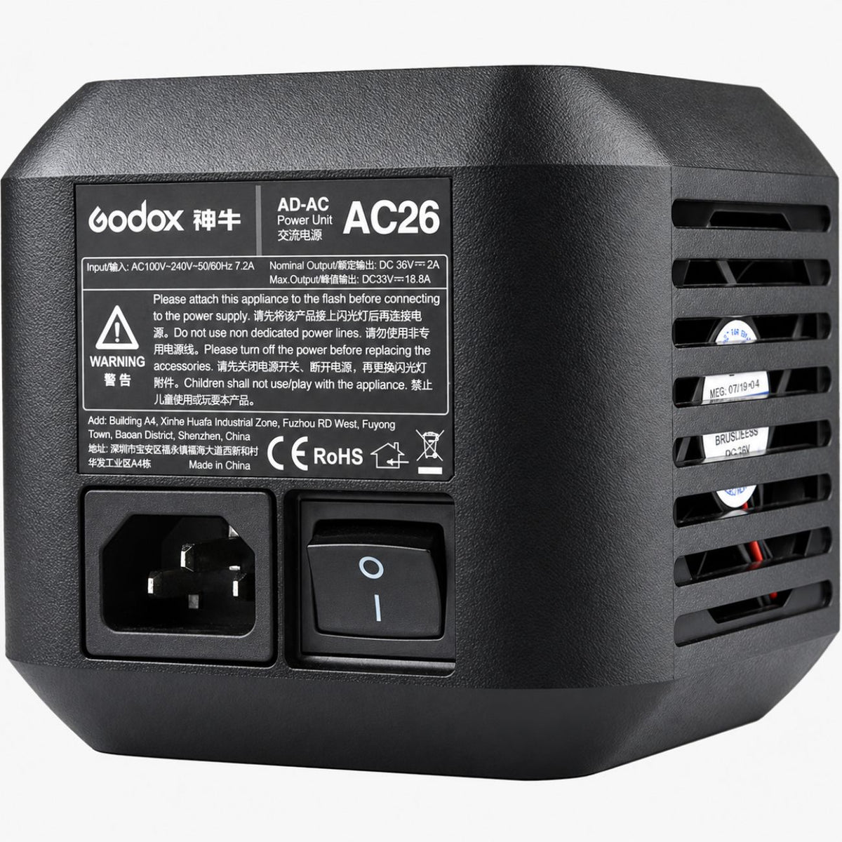 Adaptateur secteur Godox AD600PRO AC, vue de face