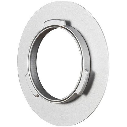 Adaptateur softbox Godox SA-GD pour QR-P, plaque argentée et baïonnette vues de trois quarts 
