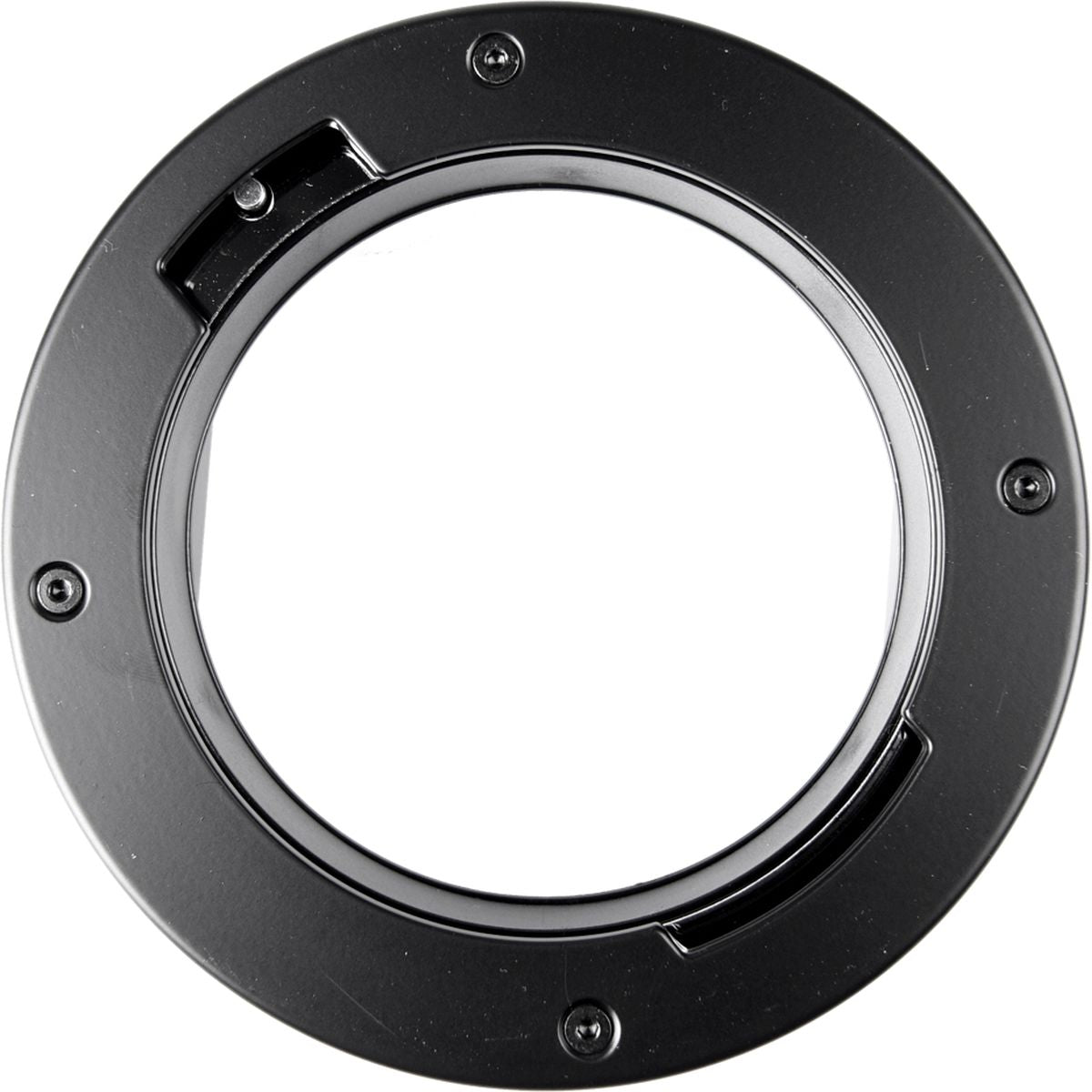 Bague d'adaptation Godox BR-AD400Pro vue de face, anneau noir et vis 