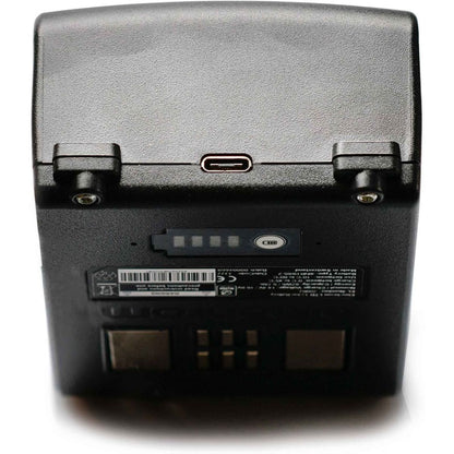 Batterie Elinchrom FIVE vue de bout, port USB-C entre les deux verrous