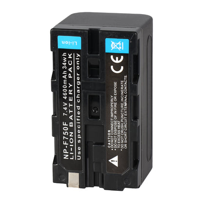Étiquette de la batterie Falcon Eyes NP-F750 : 7,4 V, 4600 mAh, 34 Wh, lithium-ion