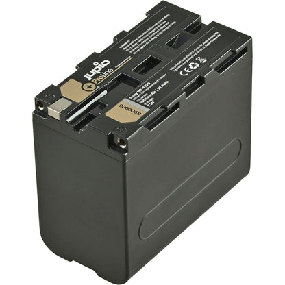 Batterie Jupio ProLine NP-F970 10050 mAh grise vue de trois quarts, contacts et rails de la série L
