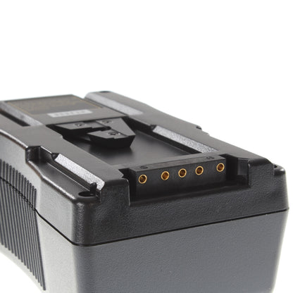 Contacts dorés et verrou de la monture V-Mount de la batterie Falcon Eyes 260 Wh