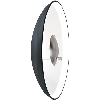 Bol beauté Elinchrom Softlite blanc 44 cm vu de trois quarts, déflecteur central argent