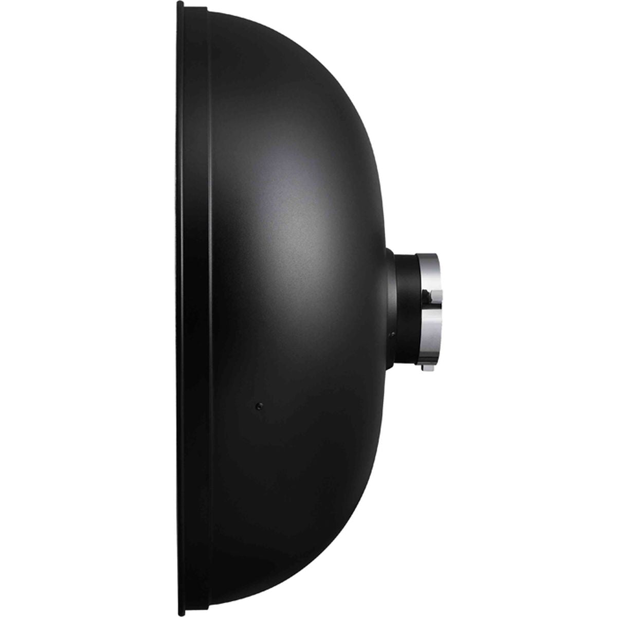 Bol beauté Godox Pro BDR-W55 vu de profil, coque noire profonde et monture Bowens argentée à l'arrière