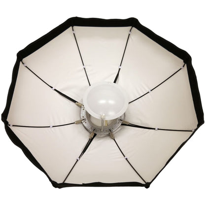 Intérieur du bol beauté pliable Caruba 80 cm, dôme diffuseur blanc posé au centre sur la bague de fixation