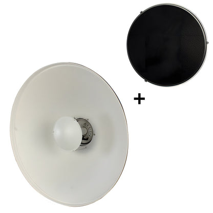 Bol beauté StudioKing SK-BD blanc pour Falcon Eyes, 55 cm, avec sa grille nid d'abeille 