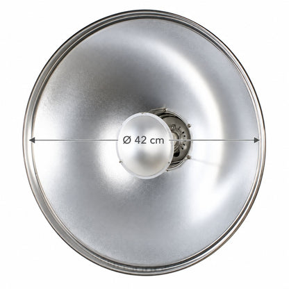 Parabole argentée du bol beauté StudioKing SK-BD avec la cote de 42 cm de diamètre 
