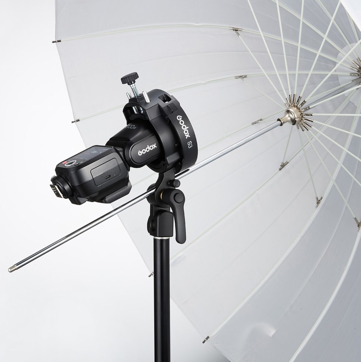 Bracket Godox S3 Bowens, monté sur flash tête ronde