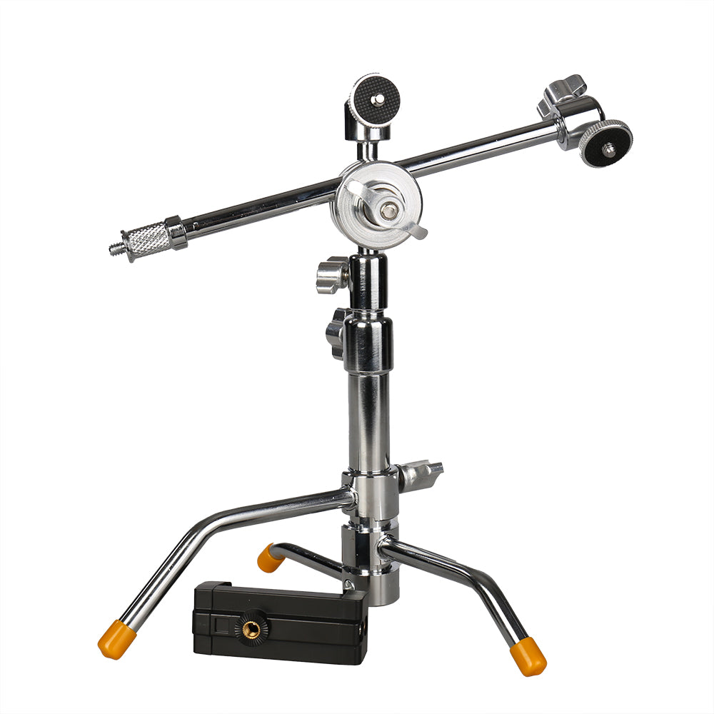 C-stand de table StudioKing Pocket PCS-6202 chromé avec perche, mini rotules et support de smartphone