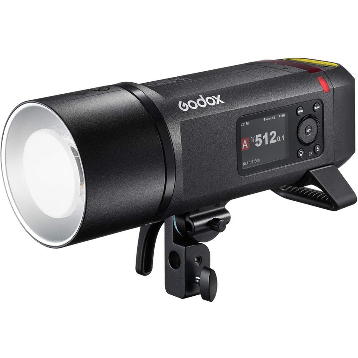 Flash portable Godox AD800Pro, vue de face avec réflecteur