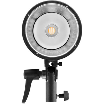 Vue de face du flash Westcott FJ400 II avec dôme dépoli et réflecteur