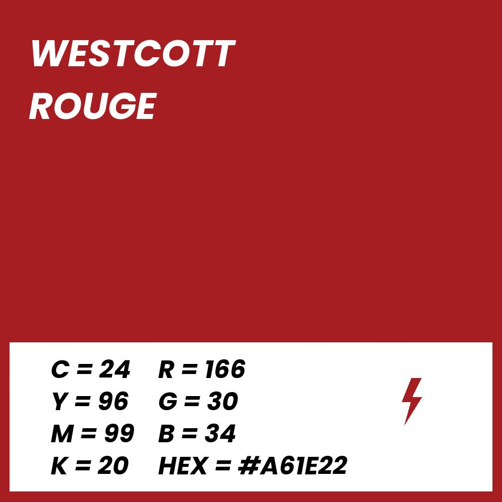 Toile de Fond Photo Anti-Froissage Westcott 2,7 x 3 m, coloris rouge, fiche couleur avec valeurs CMJN, RVB et HEX 