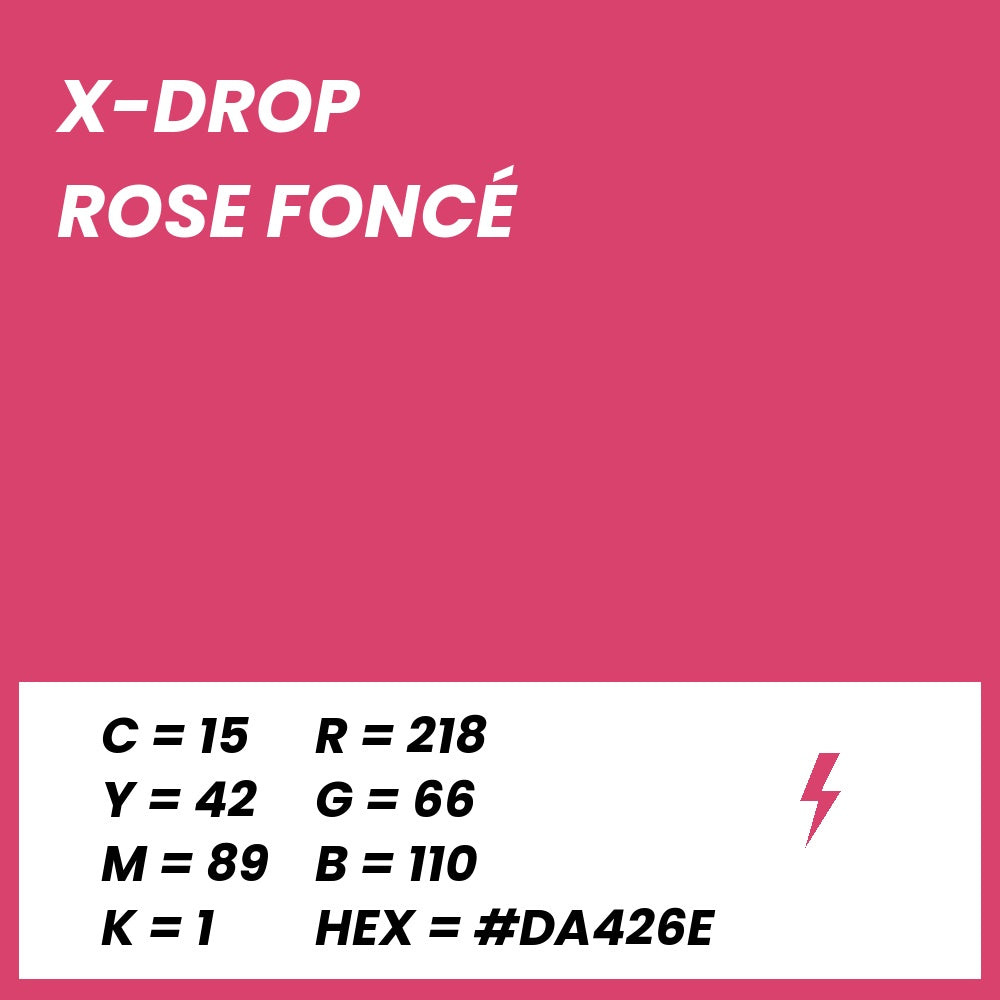 Fond Photo Anti-Froissage Westcott X-Drop 1,5 x 2,1 m, coloris rose foncé, fiche couleur avec valeurs CMJN, RVB et HEX 