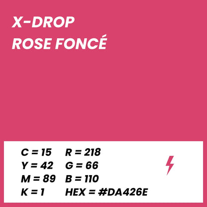 Fond Photo Anti-Froissage Westcott X-Drop 1,5 x 2,1 m, coloris rose foncé, fiche couleur avec valeurs CMJN, RVB et HEX 