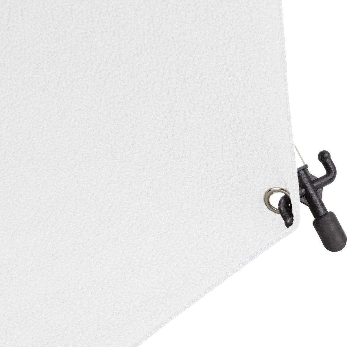 Fond Photo Anti-Froissage Westcott X-Drop Pro 2,4 x 2,4 m, coloris blanc, vue de détail du tissu et de l'œillet de fixation 