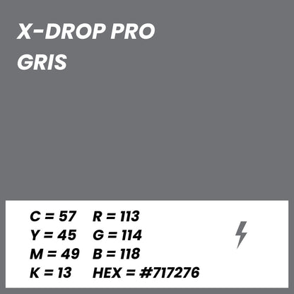 Fond Photo Anti-Froissage Westcott X-Drop Pro 2,4 x 2,4 m, coloris gris, fiche couleur avec valeurs CMJN, RVB et HEX 