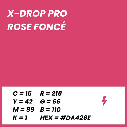 Fond Photo Anti-Froissage Westcott X-Drop Pro 2,4 x 2,4 m, coloris rose foncé, fiche couleur avec valeurs CMJN, RVB et HEX 