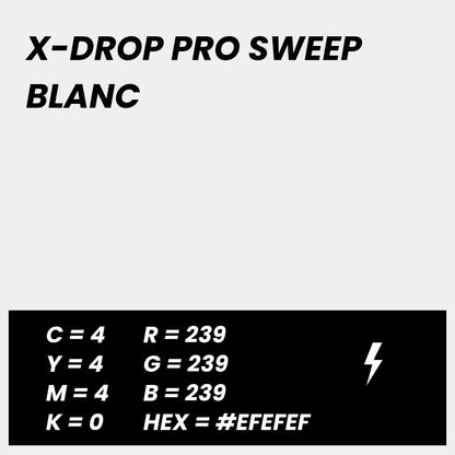 Fond Photo Anti-Froissage Westcott X-Drop Pro Sweep 2,4 x 4 m, coloris blanc, fiche couleur avec valeurs CMJN, RVB et HEX 