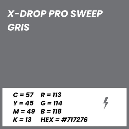 Fond Photo Anti-Froissage Westcott X-Drop Pro Sweep 2,4 x 4 m, coloris gris, fiche couleur avec valeurs CMJN, RVB et HEX 