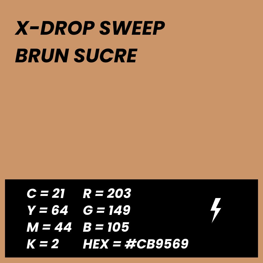 Fond Photo Anti-Froissage Westcott X-Drop Sweep 1,5 x 3,7 m, coloris brun sucre, fiche couleur avec valeurs CMJN, RVB et HEX 